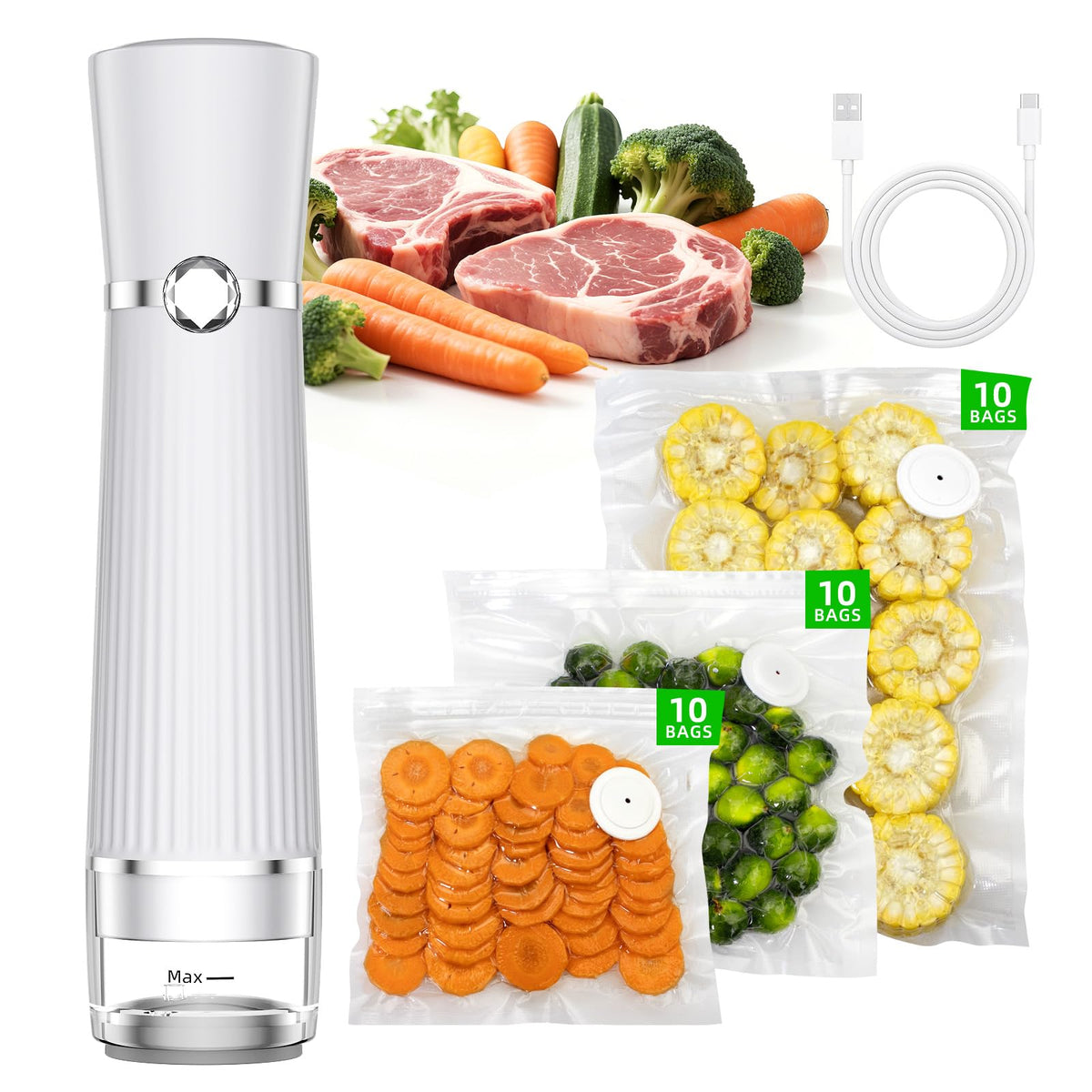 Istarziberlla vacuum sealer handheld front view, compact and ideal for quick sealing.