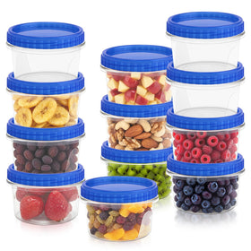 ISUSSER 12-pack freezer containers with screw-on lids for organized meal prep.
