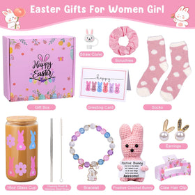 Ithmahco Bunny-printed glass cup hydration kit for stylish sipping.