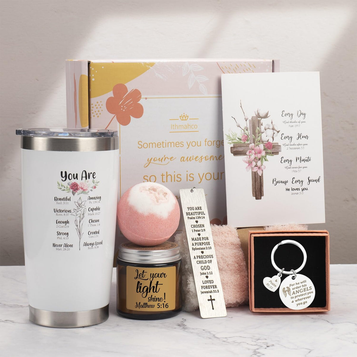 Ithmahco Christian gift box tumbler for daily inspiration and on-the-go hydration