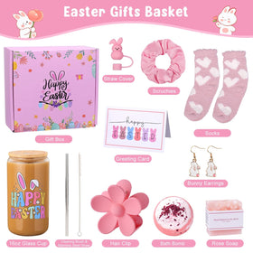 Ithmahco Happy Easter glass cup with bunny ears, ideal for festive sips