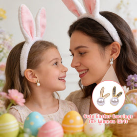 Ithmahco Pearl bunny earrings as delicate Easter accessories.