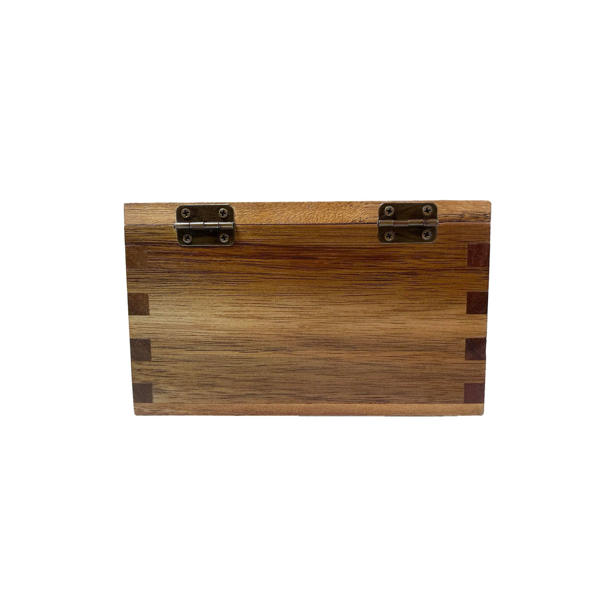 Itomoyo acacia salt cellar features an easy open dovetail lid for convenient use.