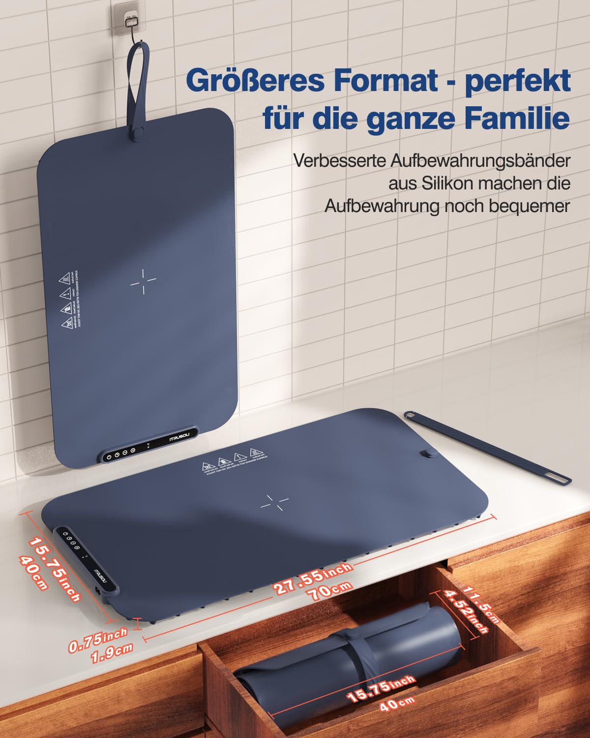 itrusou food warming mat detachable silicone strap enables rolling and storage