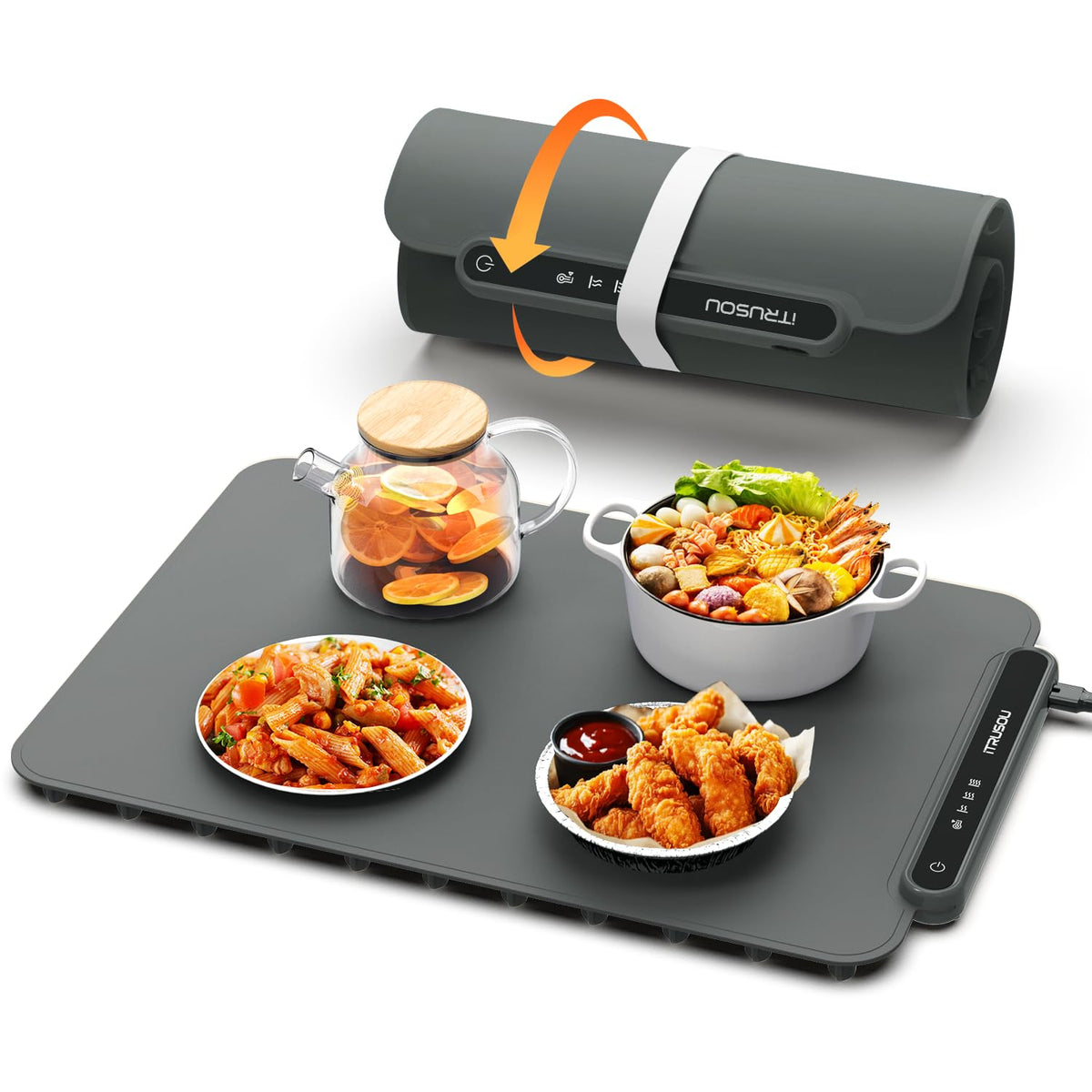 itrusou full-surface heating mat evenly warms dishes for consistent serving