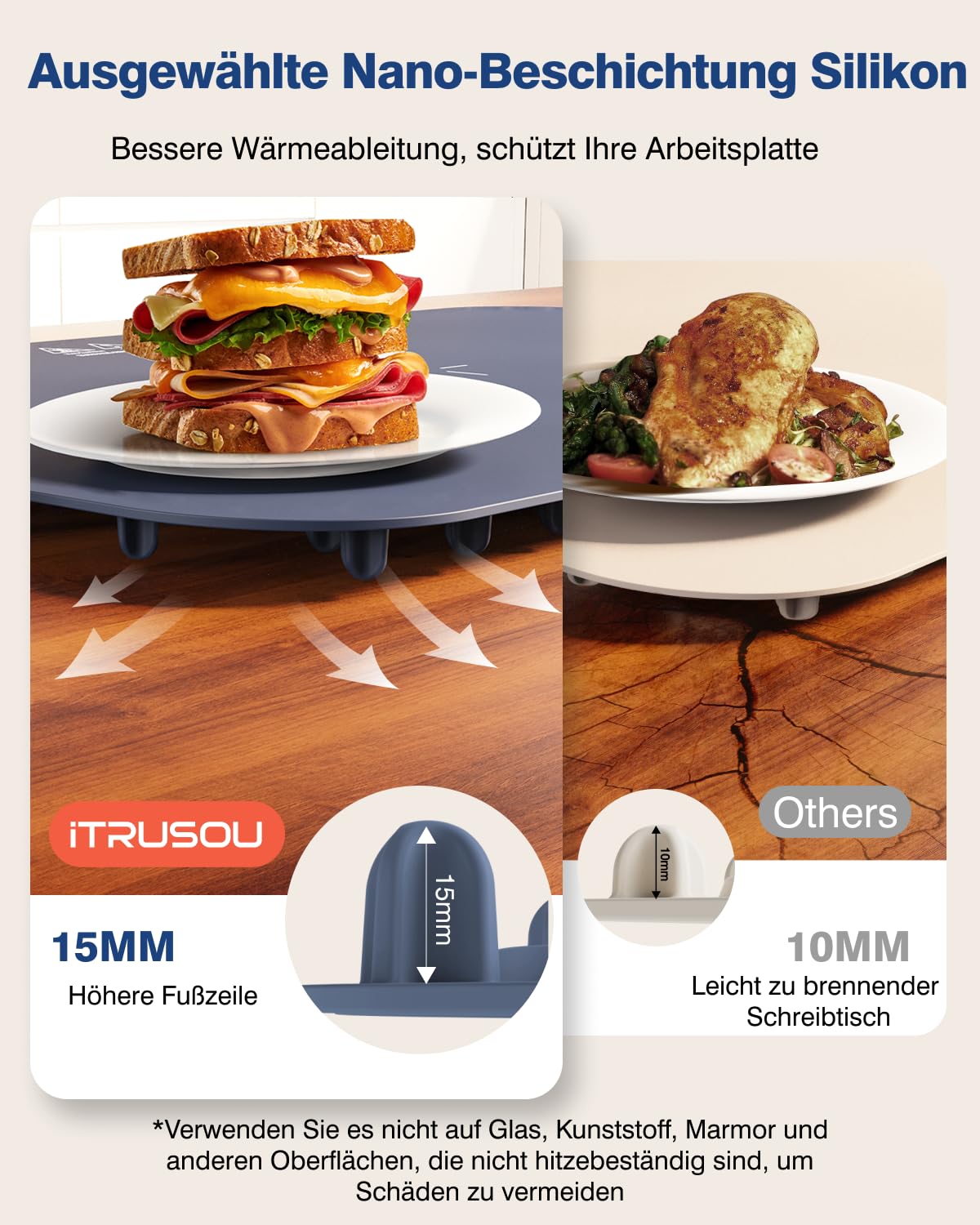 itrusou food warming mat silicone nano-coating for quick spill cleanup