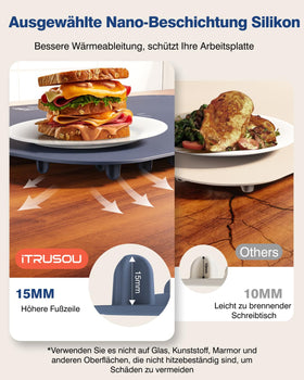 itrusou food warming mat silicone nano-coating for quick spill cleanup