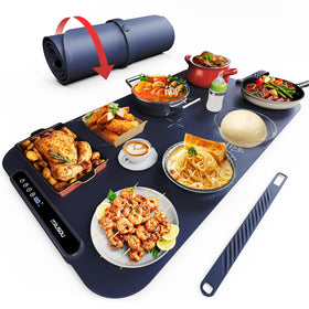 itrusou food warming mat top view shows wide surface for multiple dishes at buffets