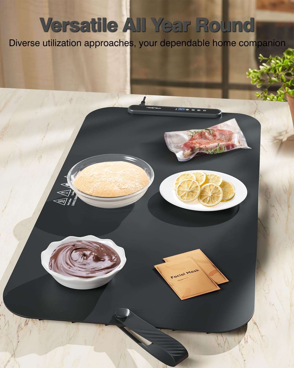 itrusou warming mat wide 27-5x16 surface fits several bowls.