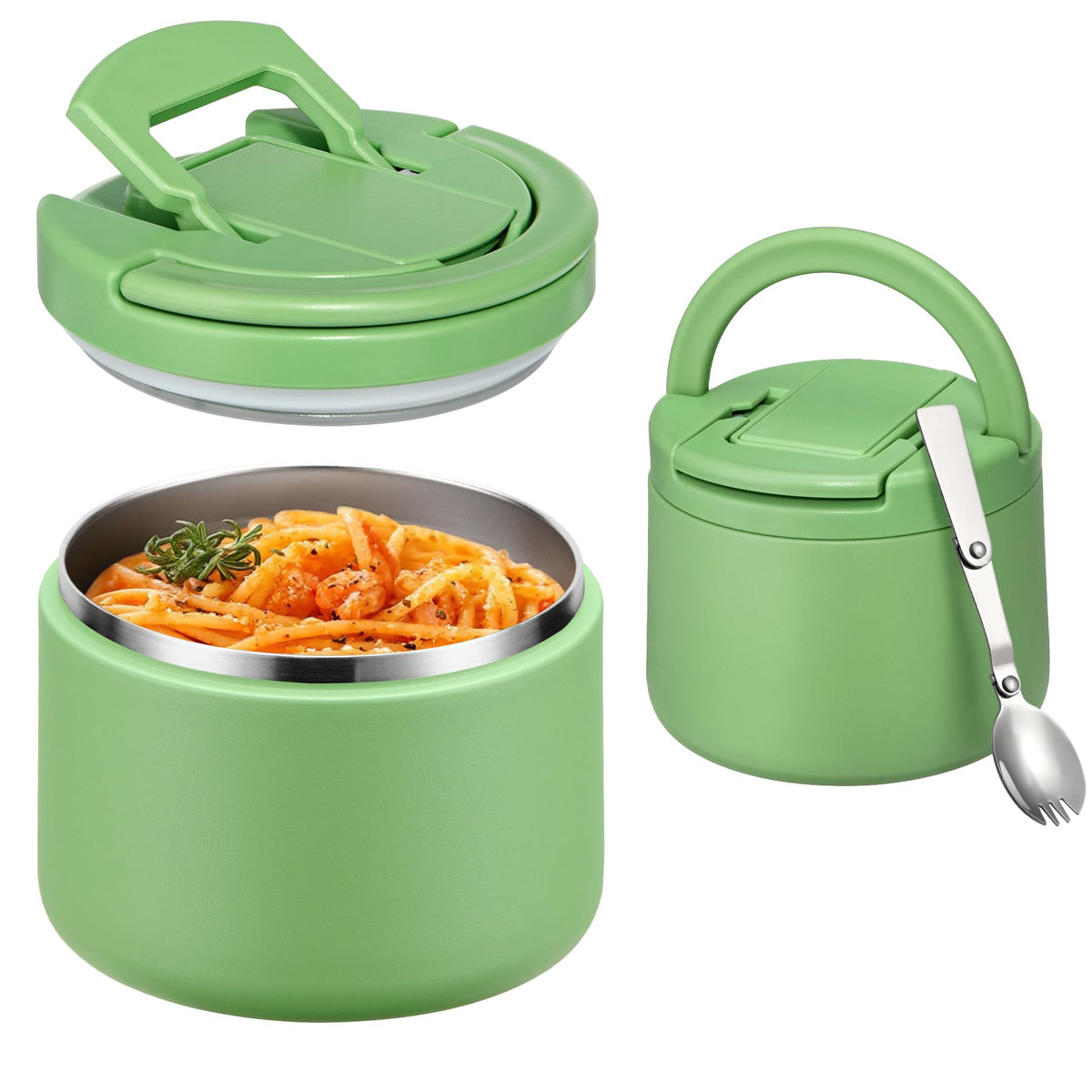 Itslife 14oz vacuum insulated soup thermos with pour spout keeps lunch hot.