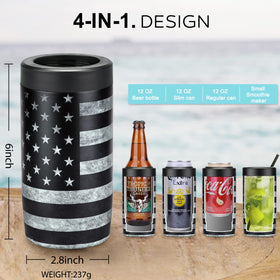 Itslife 4-in-1 slim can cooler back design with black flag detail