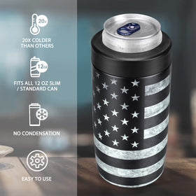 Itslife 4-in-1 slim can cooler close-up of stainless steel construction
