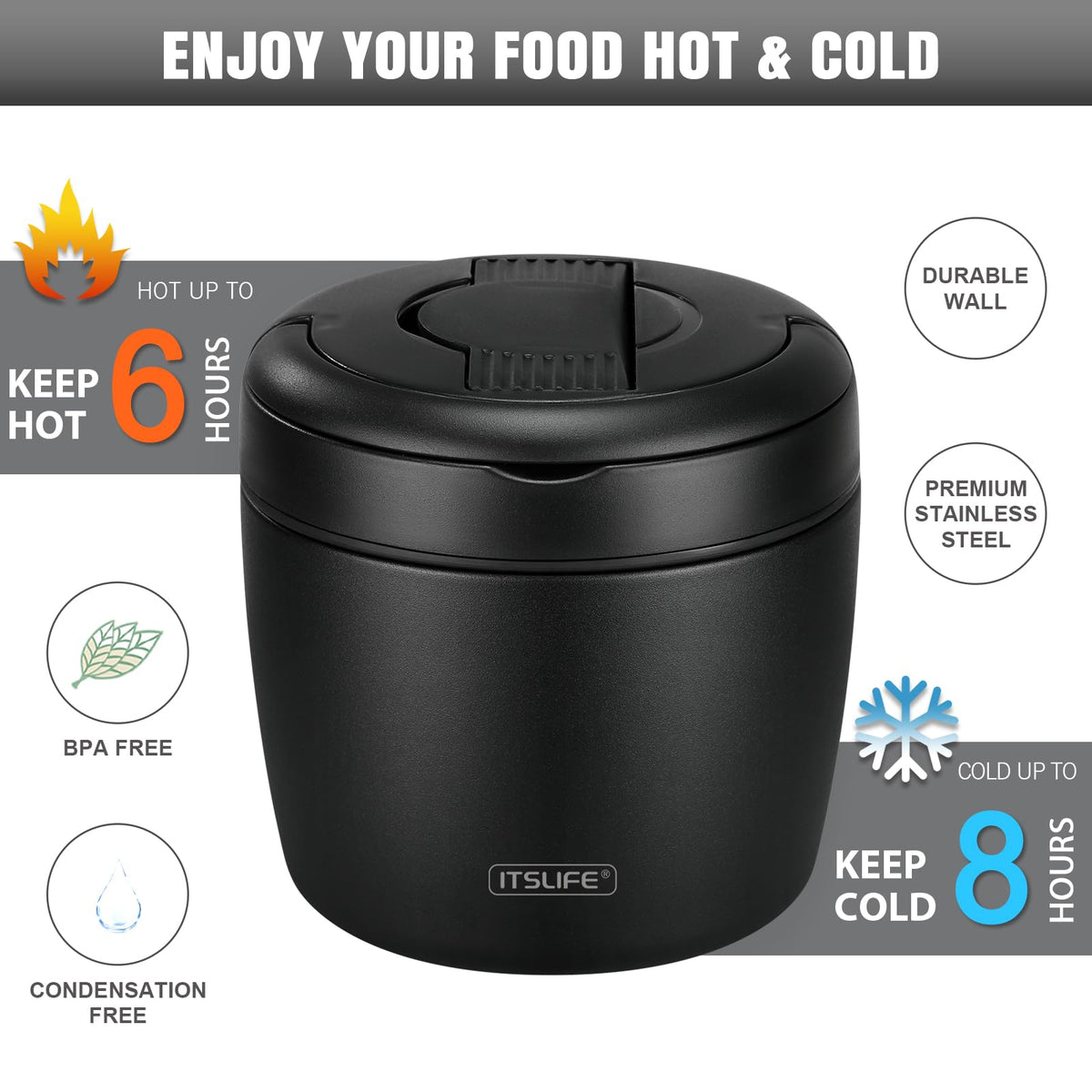 Itslife wide-mouth design allows easy filling and cleaning.