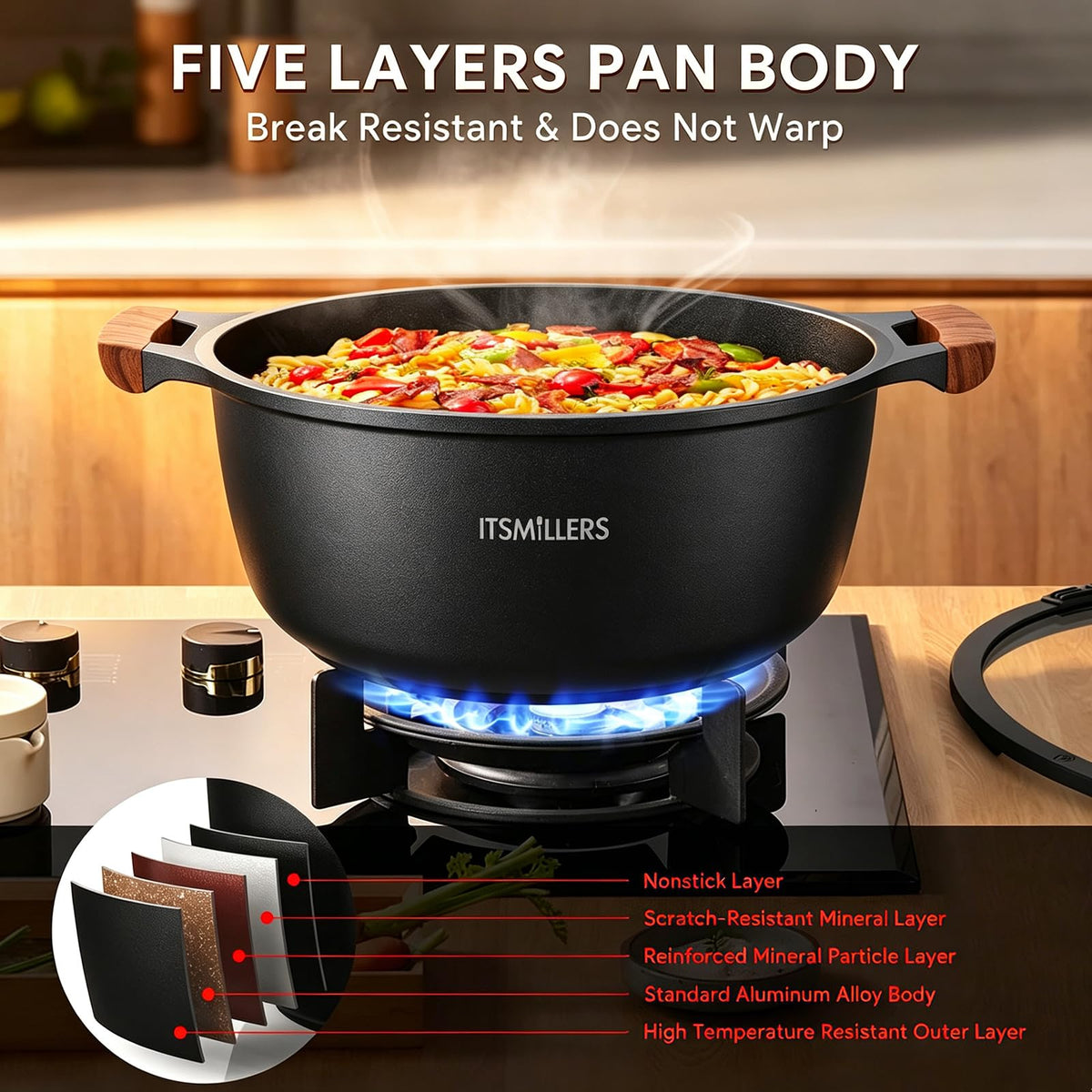 ITSMILLERS induction-friendly bottom works on all stove types.