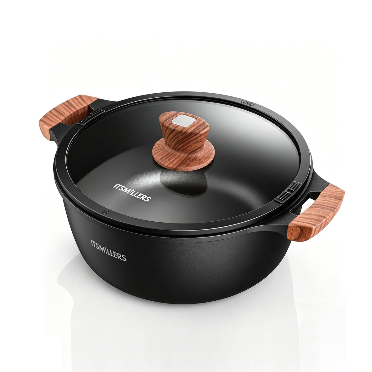 ITSMILLERS nonstick stock pot 6.5 qt with ceramic coating for easy food release.