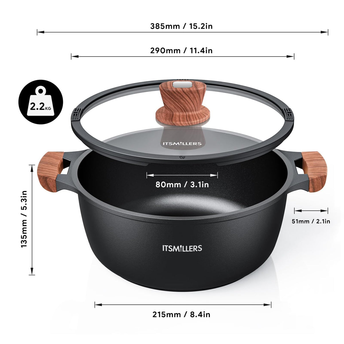ITSMILLERS 6.5 qt pot ideal for pasta or seafood boils.