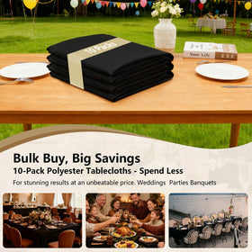 ITWMTTO black tablecloth draped on a 6-foot table showing elegant coverage.