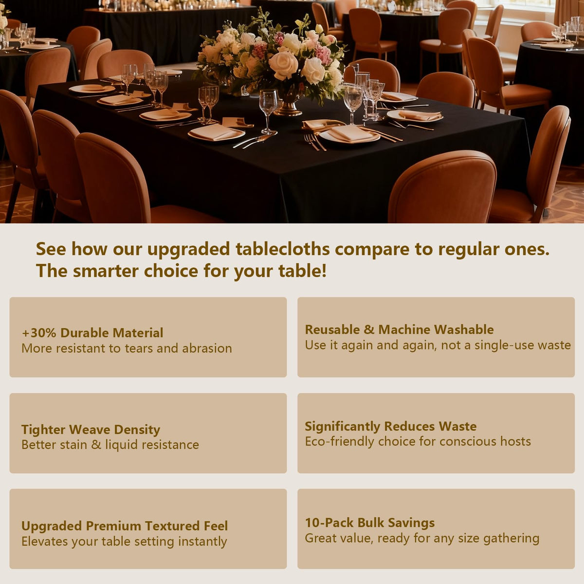 ITWMTTO eco-friendly reusable tablecloth reduces waste at events.