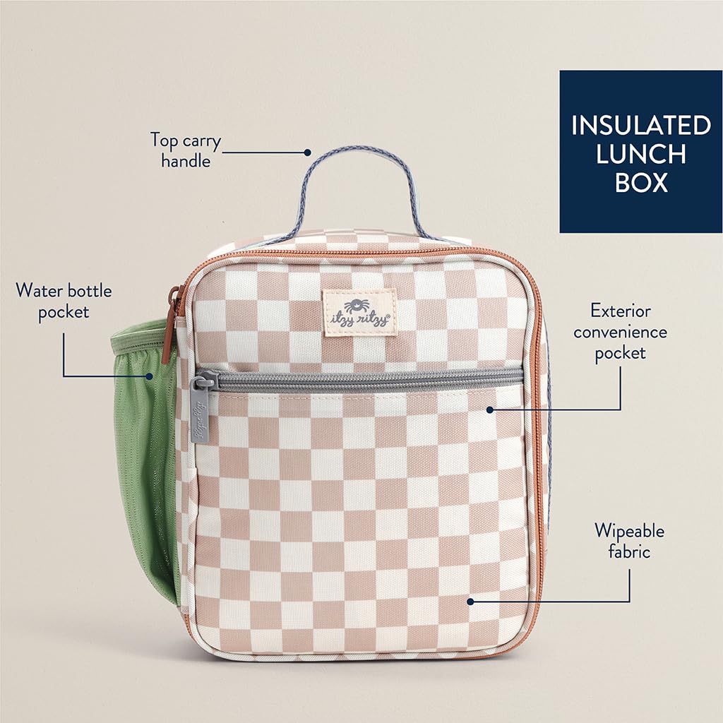Itzy Ritzy insulated lunch bag with easy-clean interior and compartments.