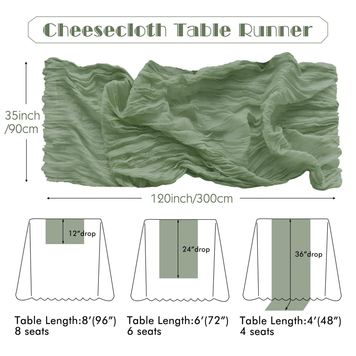 IVAPUPU 10-foot table runner for long tables