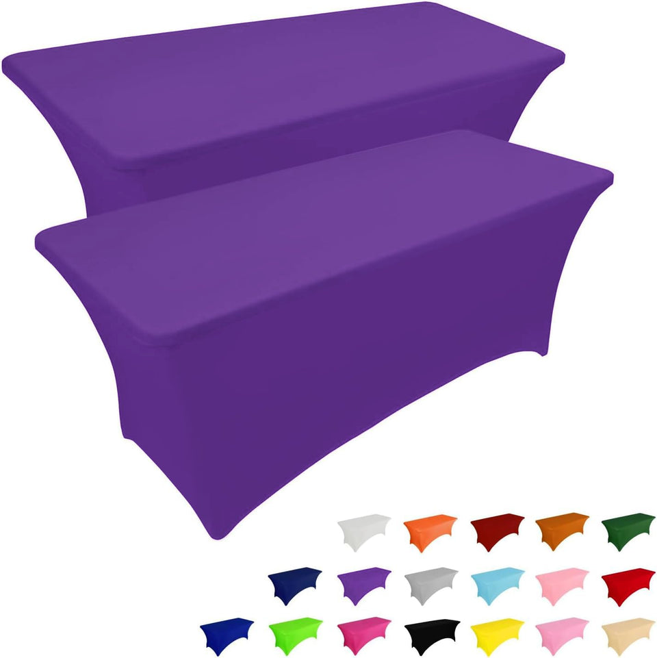 IVAPUPU 2-pack 6ft purple tablecloth drape for elegant event setup.