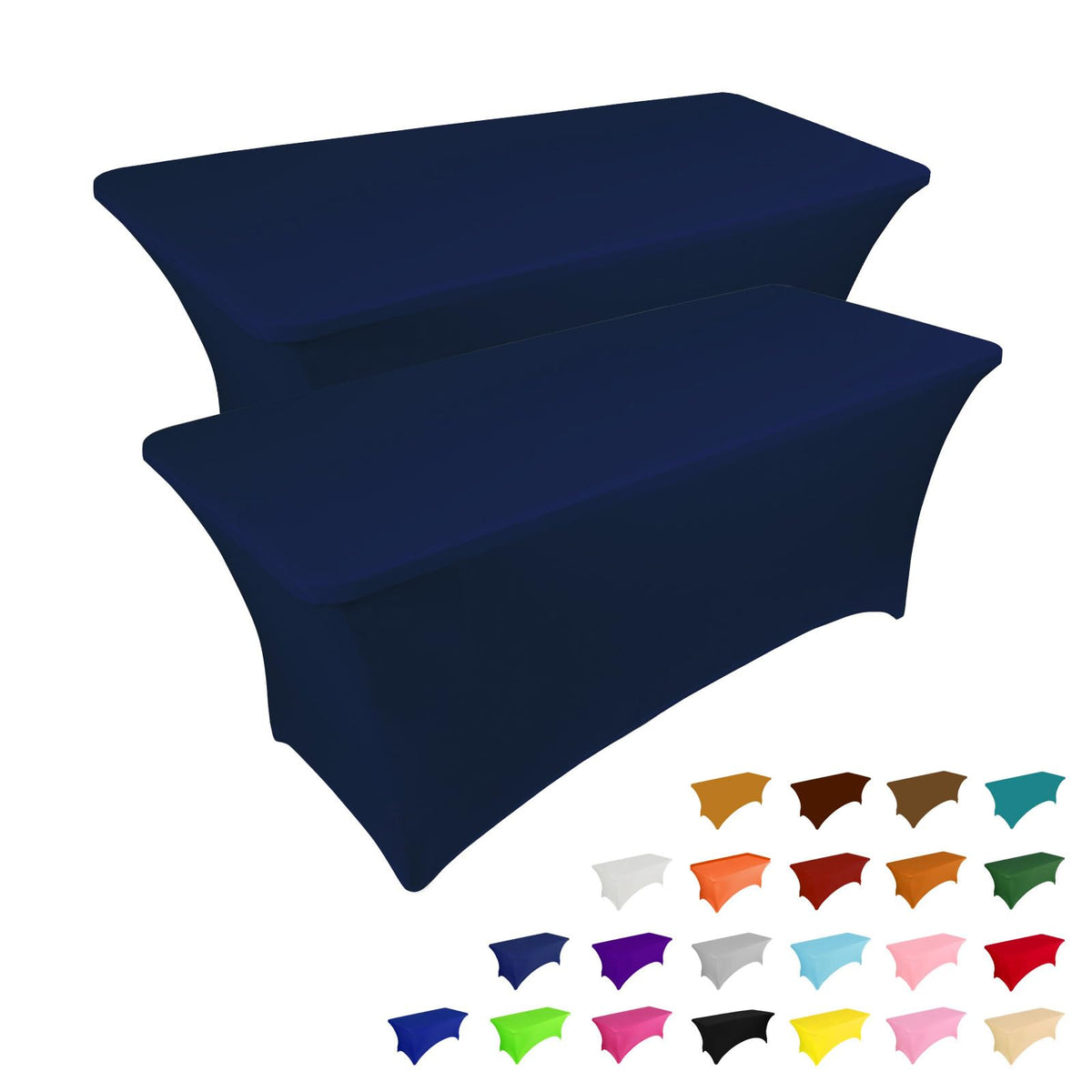 IVAPUPU 2-pack 6ft tablecloth on a rectangular table, wrinkle-resistant and neatly fitted.