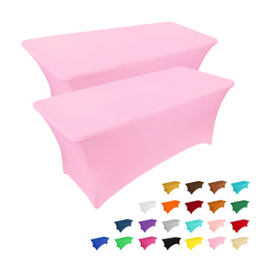 IVAPUPU 6ft pink tablecloth with stretch for seamless event setup.