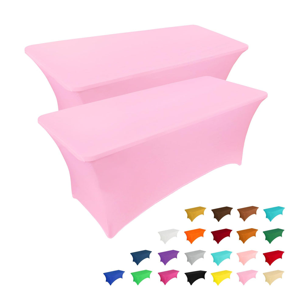 IVAPUPU 6ft pink tablecloth with stretch for seamless event setup.