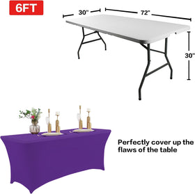 IVAPUPU 6ft purple tablecloth with wrinkle-resistant fabric finish.