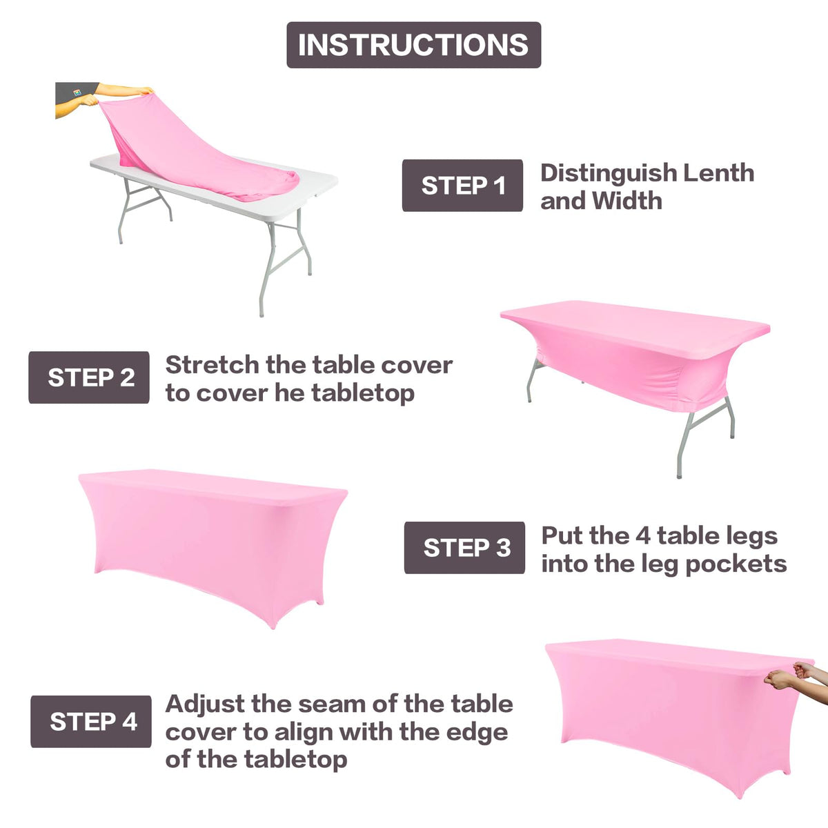 IVAPUPU 6ft rectangular tablecloth shown on a banquet table.