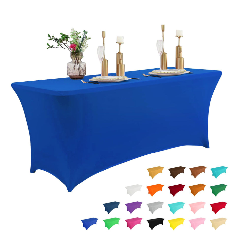 IVAPUPU 6ft royal blue table cloth rectangle protects tables at events.