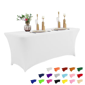 IVAPUPU 6ft spring table cloth in white, wrinkle-resistant for elegant events.