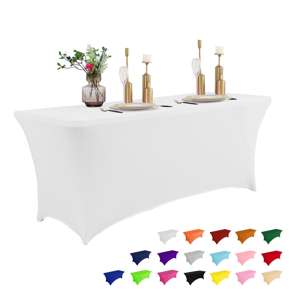 IVAPUPU 6ft spring table cloth in white, wrinkle-resistant for elegant events.