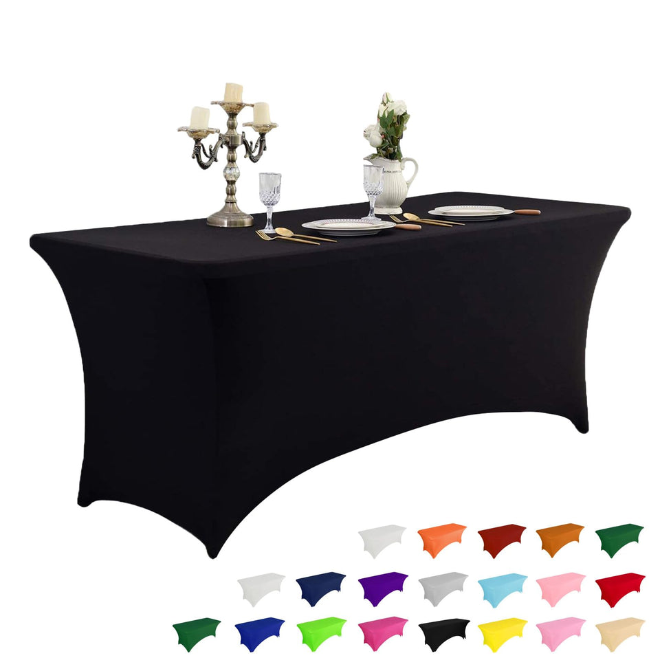 IVAPUPU 6ft stretch tablecloth on rectangular table, wrinkle-resistant and smooth