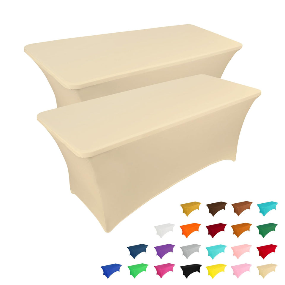 IVAPUPU 6ft tablecloth on a champagne setup, wrinkle-resistant finish.