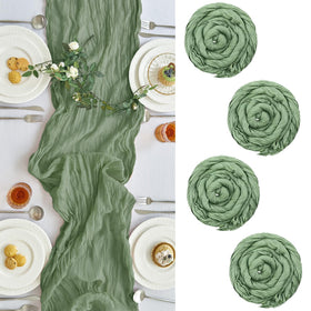 IVAPUPU cheesecloth table runner in sage green for rustic wedding decor