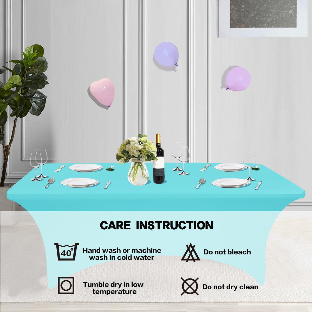 IVAPUPU easy-care, machine-washable tablecloth for reuse.