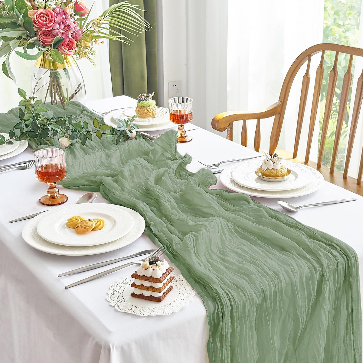 IVAPUPU farmhouse dining sage green decor ambiance