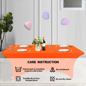IVAPUPU orange wedding banquet table cover creates an elegant event setting.
