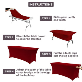 IVAPUPU precise-fit burgundy table cover for 6ft tables keeps lines neat.