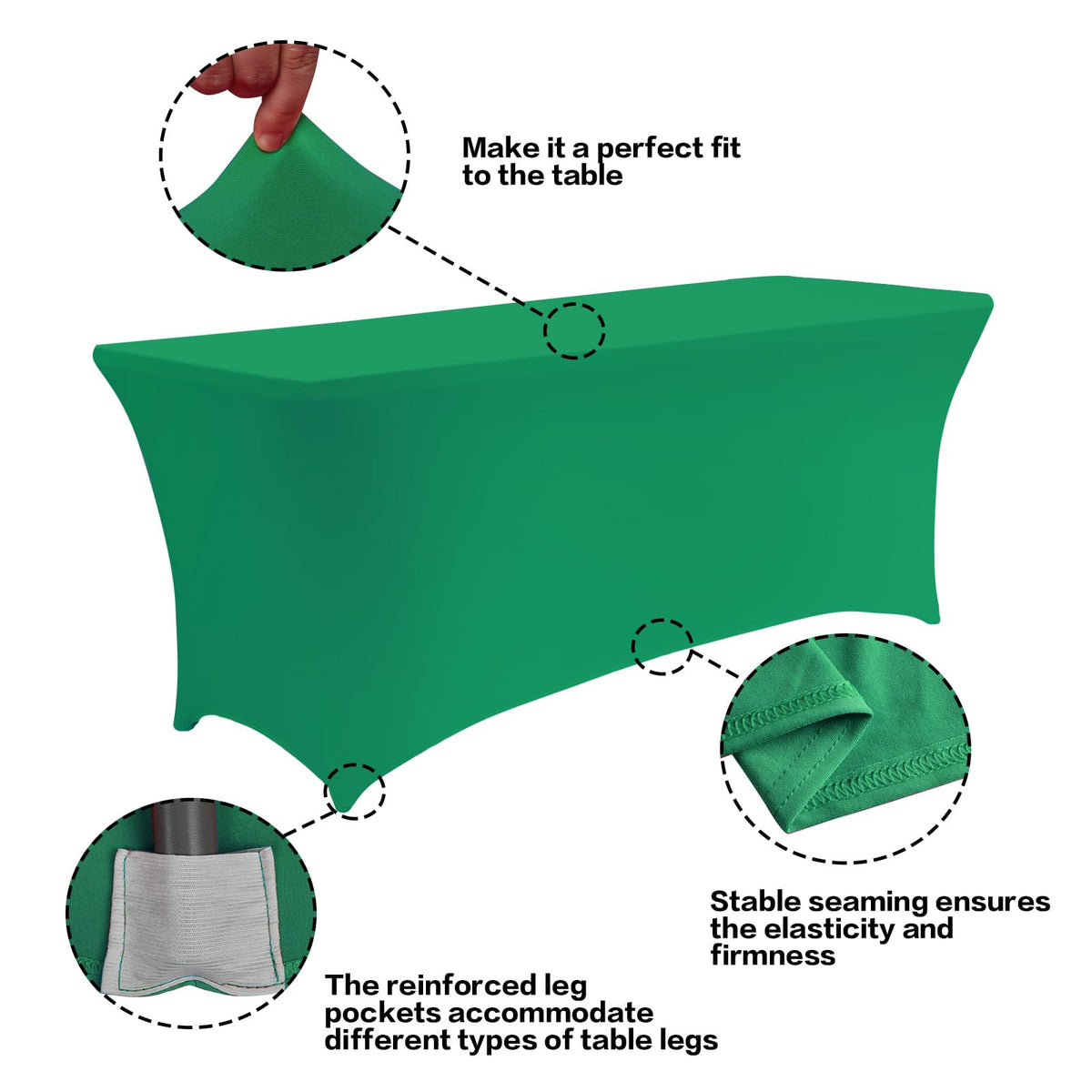 IVAPUPU rectangular fitted tablecloth design ensures secure fit and neat edges for professional setups