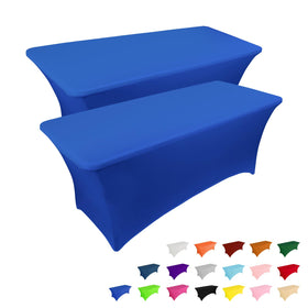 IVAPUPU Royal Blue 6ft tablecloth close-up shows wrinkle-resistant fabric and smooth drape.