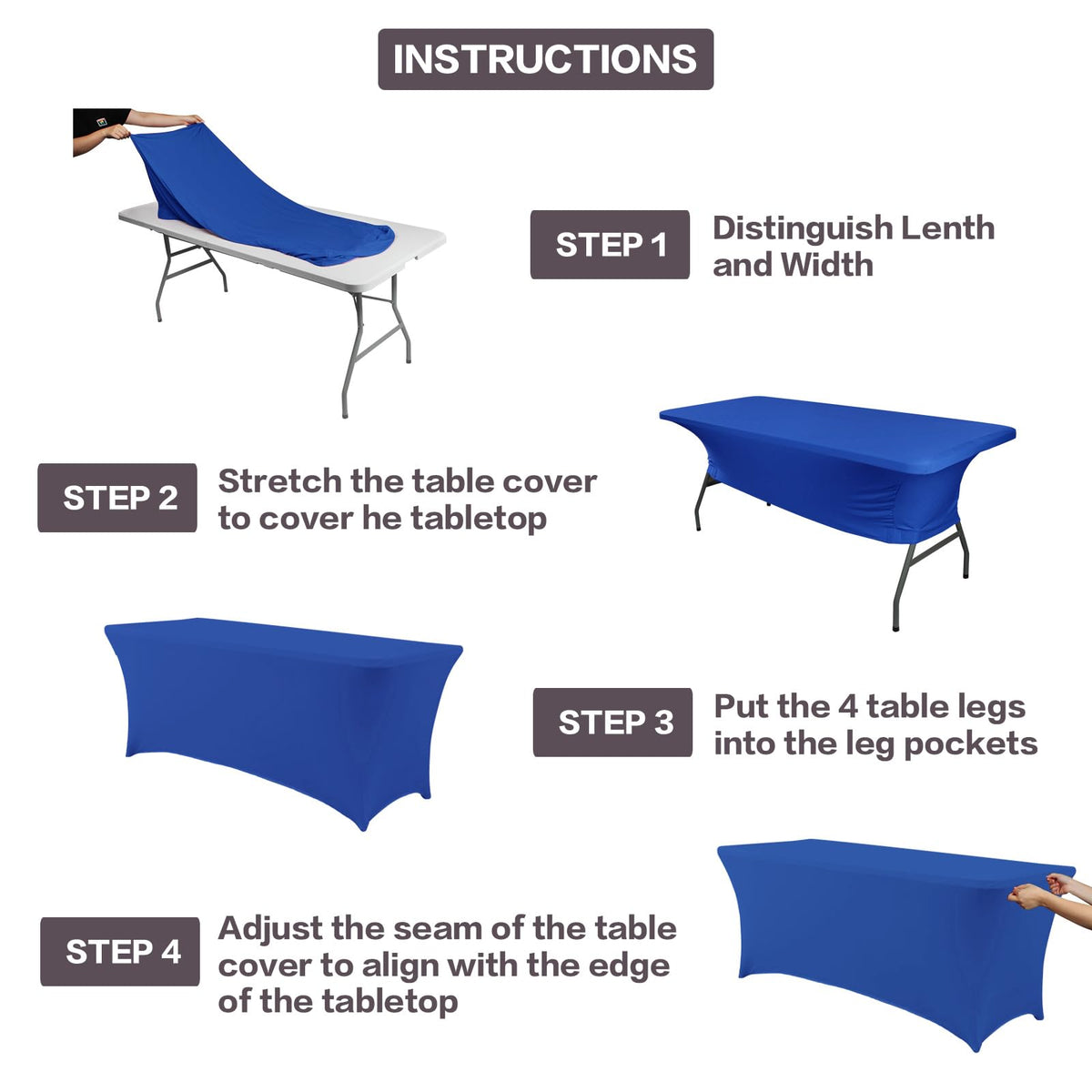 IVAPUPU Royal Blue 6ft tablecloth on dining setup with even coverage.