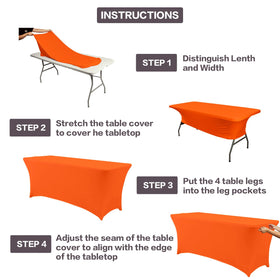IVAPUPU spandex tablecloth demonstrates four-way stretch for smooth drape over a table.