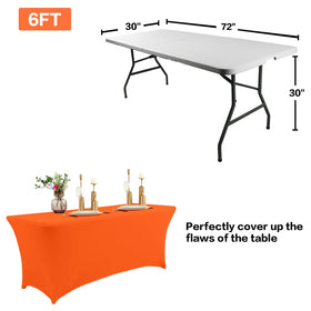 IVAPUPU orange tablecloth highlights easy care with washable fabric for quick cleanup.