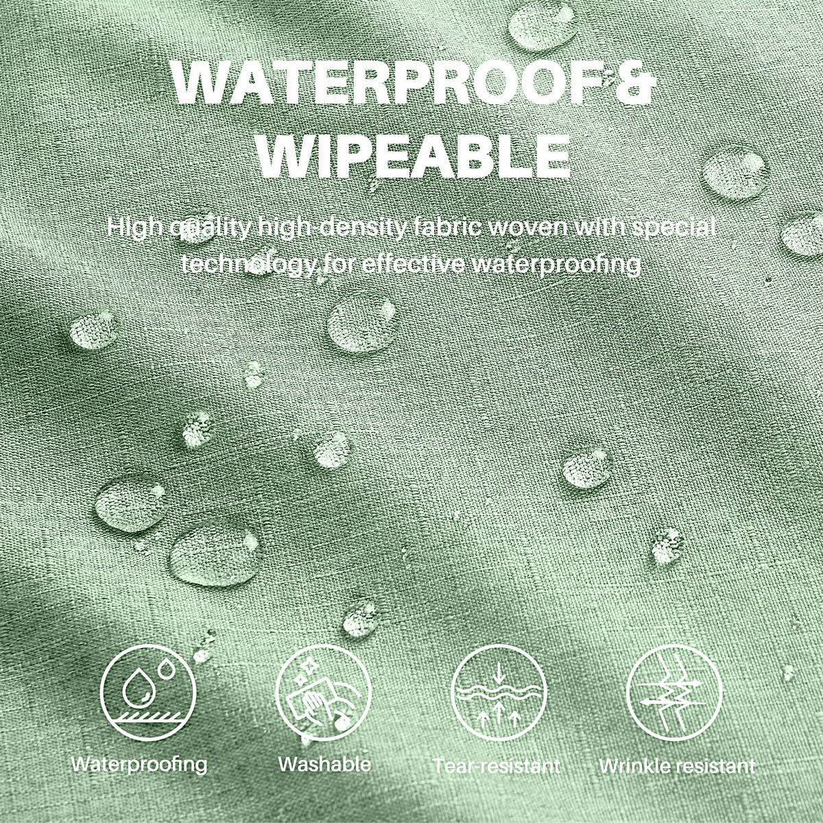 IVAPUPU sage green tablecloth close-up border and folded edge for a polished finish