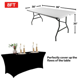 IVAPUPU wrinkle-resistant tablecloth in black keeps a tidy party surface
