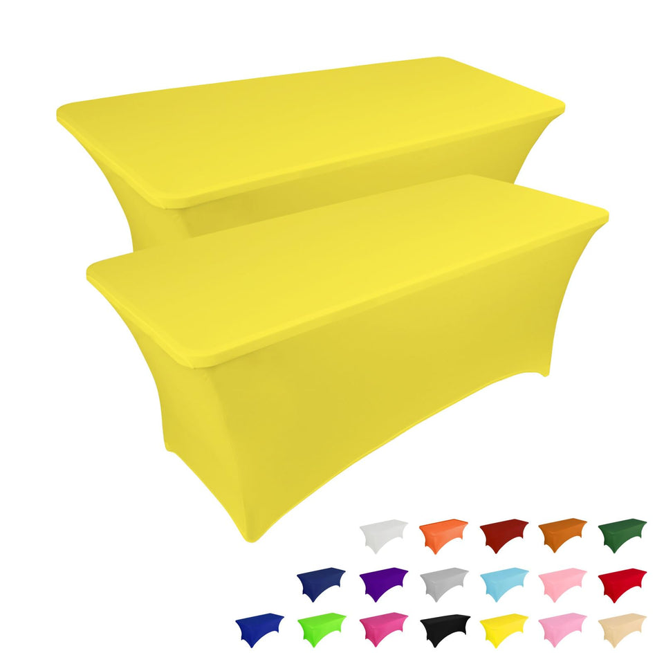 IVAPUPU yellow stretch tablecloth on a 6ft banquet table for a polished look