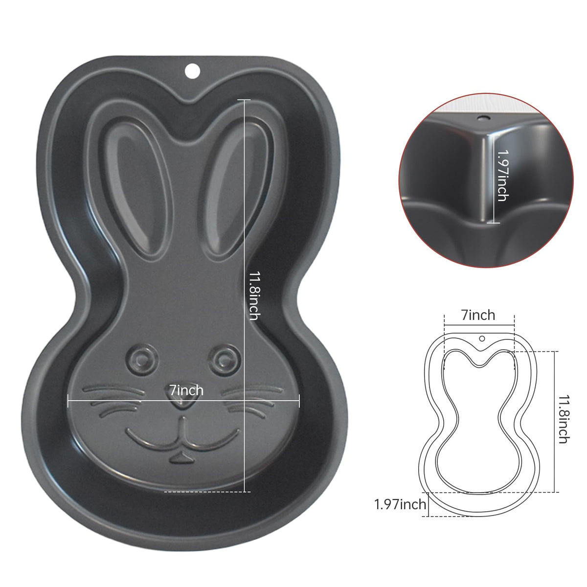 IVUIUVI Black Rabbit Cake Pan bunny-design showcases eye-catching treats for celebrations.