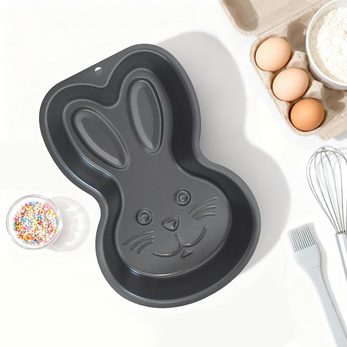 IVUIUVI Black Rabbit Cake Pan nonstick surface enables easy cake release.